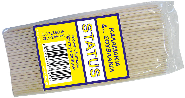 Toothpicks - STATUS BAMBOO SKEWERS  200PCS. (3,2x215 mm)