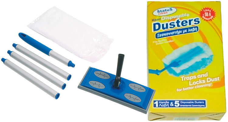 Dusters - STATUS CLEAN HAND-DUSTERS PACKET  HANDLE & 5 CLOTHES
